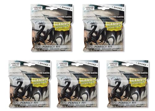 5 Packs Dragon Shield Inner Sleeve Sideloader Smoke Standard Size 100 ct Card Sleeves Value Bundle! - color: Side Loader Smoke