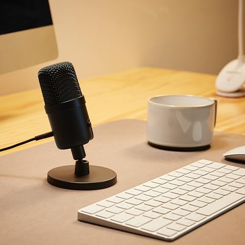 Amazon Basics Condenser Microphone for PC, Cardioid Pickup, USB Mic for Streaming, Recording, and Podcasting, 360° Adjustable Stand, Plug and Play, 5.8" x 3.4", Black