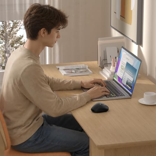 INFINMIND Wireless Side Scroll Mouse with Multi-Device, Ergonomic Computer Mice with Smart Flying Scroll, Quiet Click, 4-Level DPI for Computer, Laptop, iPad, Tablet, MacBook (Grey) - color: Grey