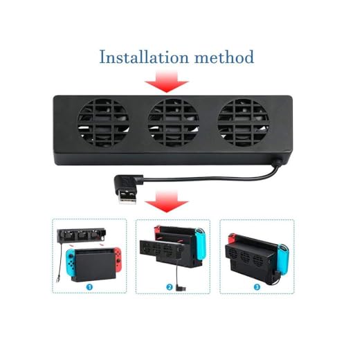OSTENT Three Fans Cooler Cooling Fan Dock for Nintendo Switch Console