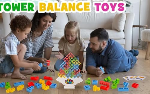 50 Pcs Board Games for Kids & Adults Tetra Tower Balance Stacking Toys Perfect for Family Games, Parties, Travel