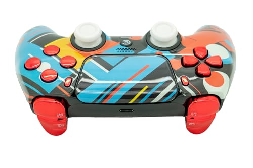 Custom Controllerzz Custom Wireless Controller Compatible with PS5 - Multiple Designs Available (Abstract Fusion & Red Chrome) - color: Abstract Fusion & Red Chrome