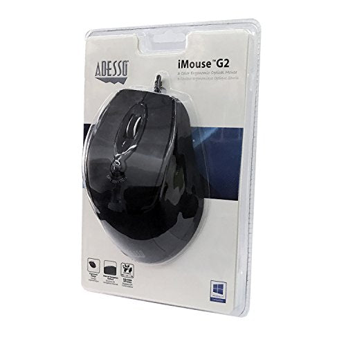 Adesso iMouse G2 - USB Ergonomic Optical Mouse Adjustable DPI Internet Navigational B, Black