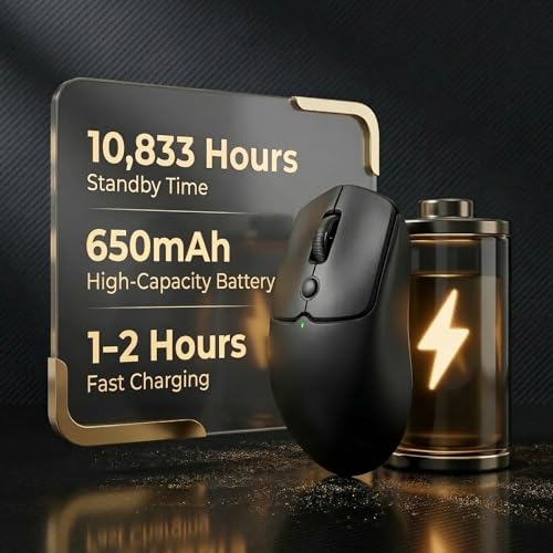RK ROYAL KLUDGE MO1 Wireless Mouse, 55g Ultra-Lightweight Computer Mice, 6 Programmable Buttons, Quiet Click, 2.4GHz/Bluetooth/Wired, 6000 DPI Optical Sensor, Black - color: Black