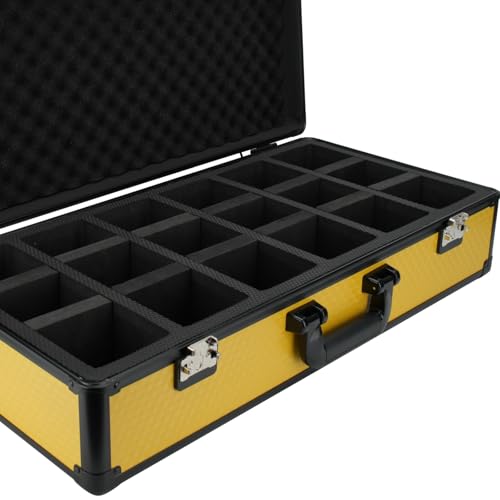 6 Row 250+ TSA Combination Lock Trading Deck Cases Graded Card Case Psa Graded Card Storage Box Psa Slab Case (Hexagonal prism, YELLOW) - color: YELLOW