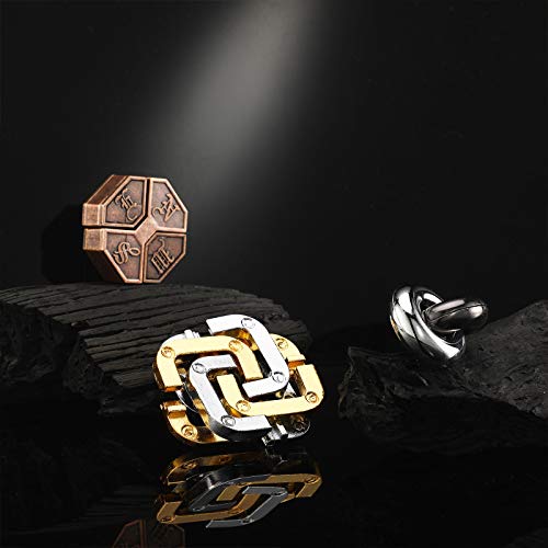 Skylety 3 Pieces Metal Puzzles Brain Teasers Christmas 3D Metal Puzzles Gift for Adults & Teens Iq Logic Games Unlock Interlocking Knot Puzzle Hard Educational(Stylish Style)