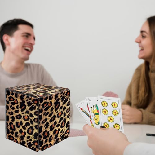 Card Deck Box for MTG Commander,Collectible Trading Storage Box Fits 120+ Single Sleeved Cards Magnetic Case PU Leather for Magic Commander TCG CCG MTG,Art Leopard Print - color: Art Leopard Print