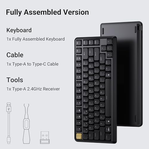 Keychron KJ1 Low Profile Wireless Mechanical Keyboard - 75% Layout Banana Switch, QMK RGB Backlit, 2.4G/Bluetooth/USB-C, Double-Shot PBT Keycaps, 2000mAh Battery, Mac/Win/Linux Compatible - Black - style: Black - Banana Switch