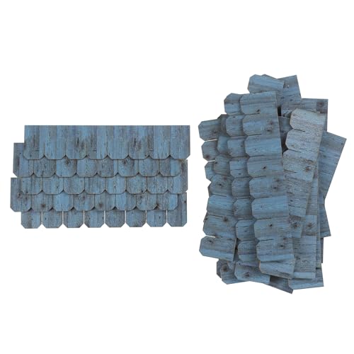 Wooden Roof Shingle Strips for 1:12 Scale Dollhouse Roof | Set of 25 Strips, REDUCIO! - color: Aged Wood Blue