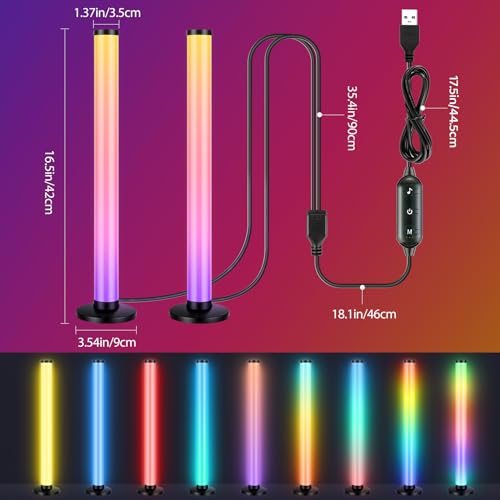 RGB Smart IC Light Bars for TV, 2x16.5In 360° Full Screen Lighting LED Light Bar with Remote & App Control,Music Sync Color Chasing Lights Bar USB Powered for Gaming Room Bedroom Desktop Party