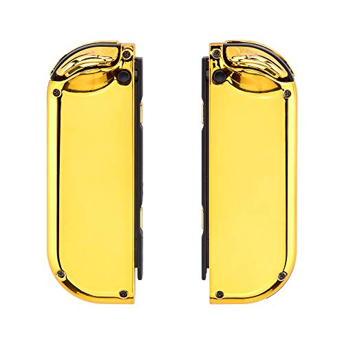 eXtremeRate DIY Replacement Shell Buttons for Nintendo Switch & Switch OLED, Chrome Gold Custom Housing Case with Full Set Button for Joycon Handheld Controller - Console Shell NOT Included - color: Chrome Gold