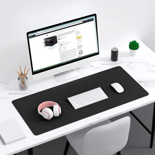 Dapesuom Large Gaming Mouse Pad, Extended Mouse Mat with Stitched Edges, Full Size Keyboard Pad with Non-Slip Base, Big XXL Computer Desk Mats for Gamer, Laptop, Office, 35.5 x 15.7in, Jet Black - color: Jet Black, size: 35.5L x 15.7W inches