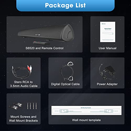 BESTISAN Soundbar, TV Sound bar with Bluetooth 5.0, Optical AUX HDMI Connection, 28 Inch,3 EQs, 110dB Surround Sound Bar Home Theater Audio Soundbar System for TV - color: 28inch grossy black