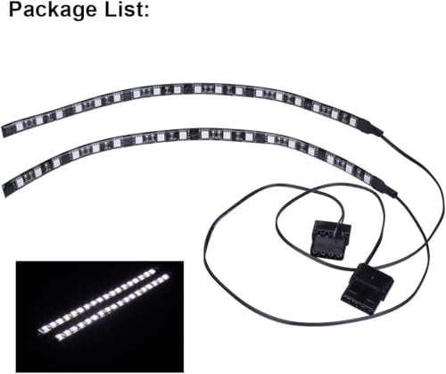 DS PC LED Light Strip Computer Lighting White with Magnetic Back, Molex Connector, 2pack LED Strip for PC Case Lighting Kit (30cm,18leds,S Series,White) - color: White