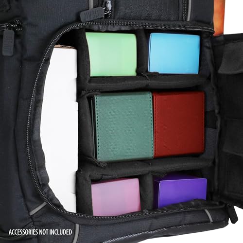 USA Gear MTG Backpack Compatible with Magic the Gathering Deck, Yu-Gi-Oh, MTG Decks & more - TCG Backpack MTG Bag with Shoulder Straps, Customizable Dividers, TCG Playmat Holder, Binder Space (Black) - color: Black