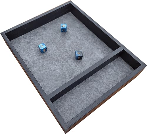Oak Wood Dice Tray with Storage Area Wooden Rolling Box RPG Tabletop Boardgame Accessories (Ebony/Steel) - color: Steel
