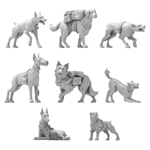 Green Stuff World War Dogs Miniatures Set – 1:48 Scale Unpainted Resin Figures for Tabletop Games, Dioramas, and Miniature Painting – 3D Printed Fantasy Creatures for Hobby & RPG Collections