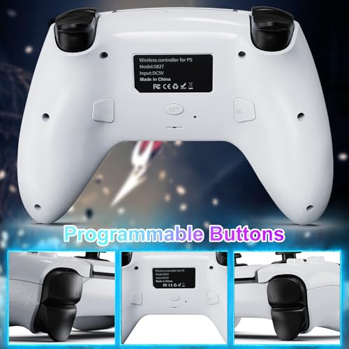 SWVOE Controller for P5, Wireless P 5 Remote Compatible with P 5/PC/Steam Deck, Support Programmable, Vibration, 6-Axis Sensor, Speaker, Mute, and Audio Jack (White)