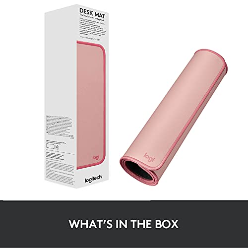 Logitech Desk Mat Studio Series Large Pad 30L x 70W cm - Darker Rose | Multifunctional large pad, extended mouse surface, office desk protector, anti-slip base, spill-resistant - color: Darker Rose