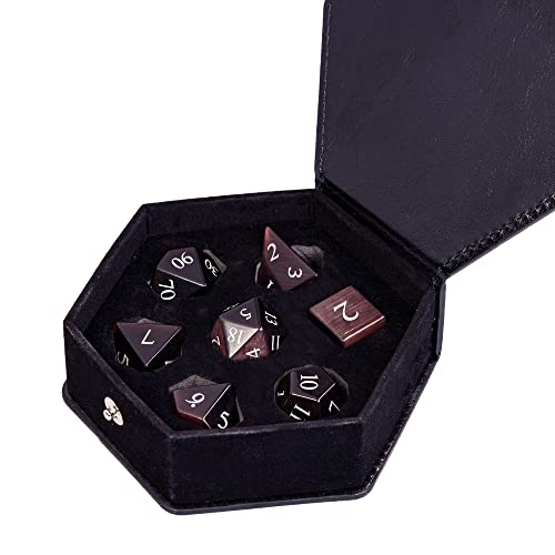 UDIXI Gemstone Dice Set, Purple Cat's Eye Stone DND Dice for Tabletop Games | Natural Stone, Premium Gift Box, DM Gift, for Dungeons and Dragons Role Playing Games - color: Purple Cat's Eye