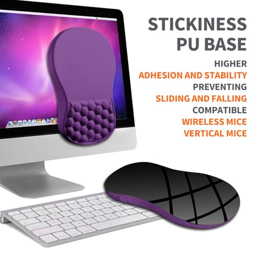 Ergonomic Joint Wrist Support Mouse Pad with Memory Foam Cushion Massage Bump, Carpal Tunnel Pain Relief Mousepad Slope Design for Wrist Rest, 11.8x7.9 in, Dark Violet - color: Dark Violet