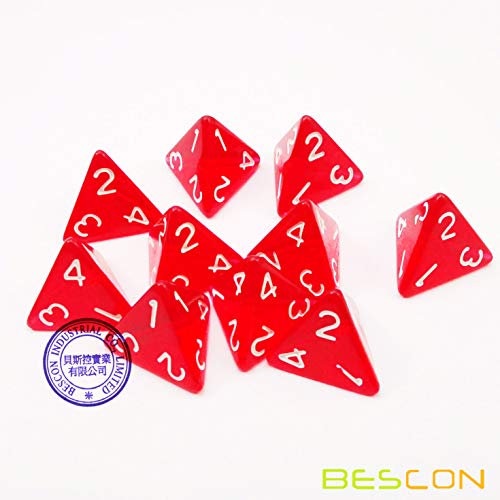 Bescon Mini Gem Red D4 Dice Set, 30-Piece 4-Sided Polyhedral Dice in Glass Jar for RPG, Tabletop Games, Math Games and Party Favors - color: Mini Gem Red D4 Dice 30pcs Healing Potion Bottle