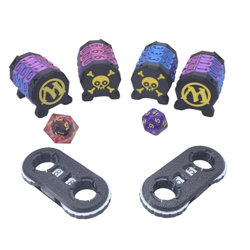 2 Pack Life Counter - HP Tracker with Tracking Card Slot MTG Tabletop RPG Dungeons and Dragons(2 Pack Black Purple) - color: Black+purple