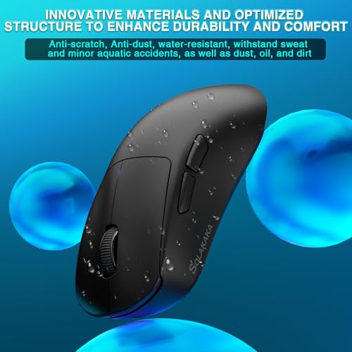 SOLAKAKA SM850 Gaming Mouse Wireless, 24000 DPI, 55g Lightweight Mouse Gaming, 6 Programmable Buttons, Ergonomic Computer Mouse, Tri-Mode BT5.1/2.4G/USB-C 250h Battery Life PC Gamer Mice for Laptop - color: Black, style: NO-RGB SM850