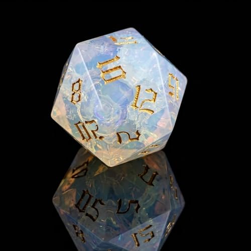 1PCS Gem D20 DND Dice - 25mm 20 Sided Crystal Crack Opal D&D Dice for Dungeons and Dragons, RPG, Roleplaying Games MTG Table Games, Handmade Polyhedral Dice(Opal) - color: D20-crack Opal