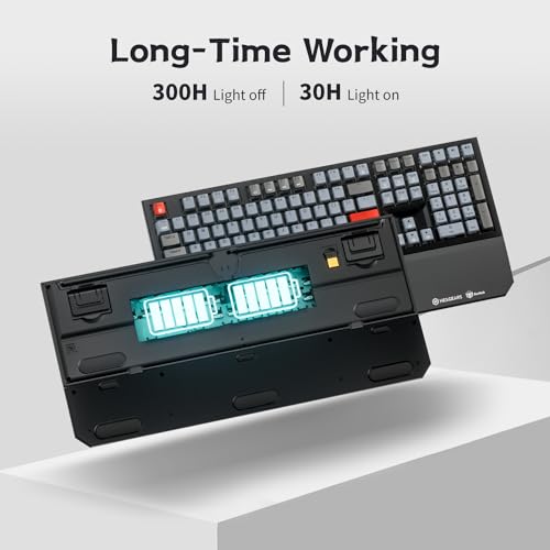 Hexgears X5 Wireless Mechanical Keyboard, Dual-Mode 2.4G/USB-C Ergonomic Full Size 108 Keys Keyboard, Kailh Box 3.0 Linear Switch, N-Key Rollover, Backlit Gaming Keyboards with Wrist Rest (Dark) - color: Dark Knight-X5, size: Linear