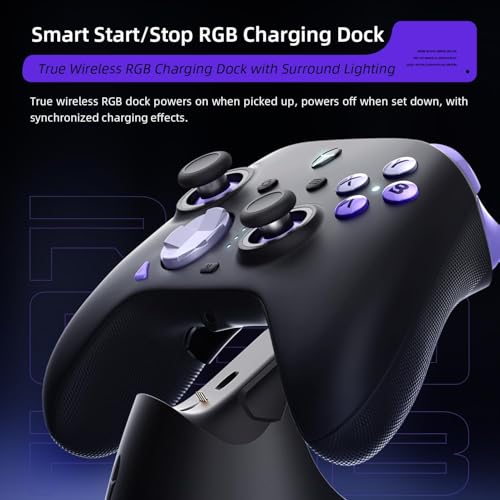Thunderobot G80 1000HZ Wireless Gaming Controller for NS/PC/iOS/Android with Charging Dock,Hall-effect Adjustable Joystick,Dual-Mode Force-Switch Triggers,Optical Micro Switches,RGB Backlight (Black) - color: Black