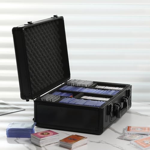novelinks Trading Card Storage Box for 3" x 4" 35pt Rigid Cards, Toploader Organizer Case, Trading & Sports Cards, Graded & Rating Card Holder Box, with 2 DIY Partitions (4 Card Slots) - size: 4 Card Slots