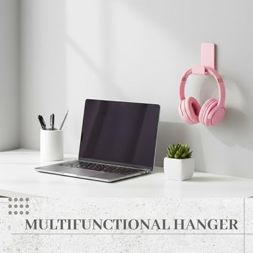 Weewooday 4 Pieces Headphone Hanger Headset Stand Holder Adhesive Wall Mount Headphone Hook for Desk Acrylic Gaming Earphones Hanger with Glues for Earphone Controller(Pink) - color: Pink