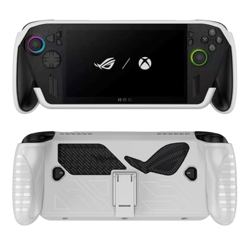 JYGamhanbil ASUS ROG Xbox Ally X 게이밍 휴대용 콘솔용 보호 케이스, ROG Xbox Ally TPU 그립 커버 백 쉘 액세서리, 인체 공학적 그립 및 킥스탠드 포함(화이트) | TPU Soft Cover Back Shell Accessories with Ergonomic Grip & Kickstand for ROG Xbox Ally Portable Gaming Handheld (White) - color: 화이트.