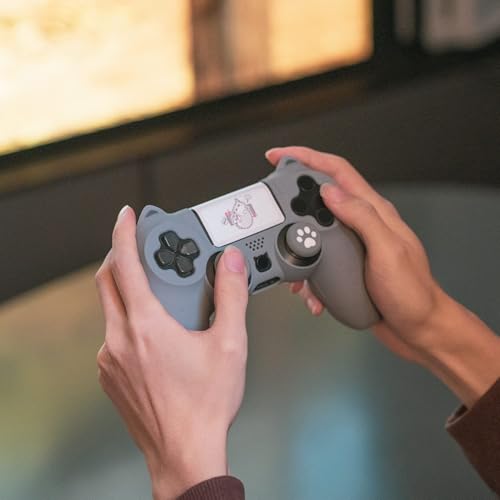 GeekShare Cat Paw PS4 Controller Skin Anti-Slip Silicone Skin Protective Cover Case for PS4 Wireless Controller -- Grey - color: Grey