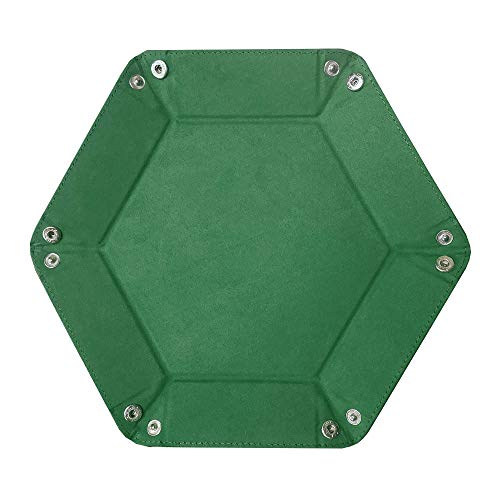 BCW Hexagon Dice Tray - Green | Premium Quality, 12" Diameter (Flat), 8" Diameter (Folded) | Black Leatherette Back, Suede Liner | Ideal for RPGs, Warhammer, Dice Masters, DND | Gaming Dice Tray