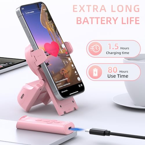 MILOUZ Remote Control Scrolling for Tiktok with Phone Stand,Page Turner for Kindle App E-Book,Bluetooth Camera Shutter Remote for iPhone, Android,iOS,iPad,Tablet - color: Rose Pink