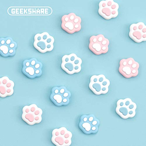 GeekShare Cat Paw Shape Thumb Grip Caps Soft Silicone Joystick Cover Compatible with Switch/OLED/Switch Lite,4PCS (Pink & Blue) - color: Pink Blue Cat