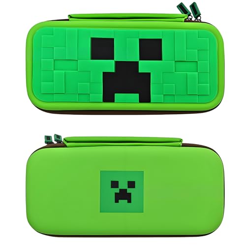 QUBAMG Switch 2 Carrying Case, Hard Shell Protective Carry Travel Case Compatible with Nintendo Switch 2 (2025) Pouch with Built-in Stand 5 Games Cartridges for Console & Accessories Green Pixel - color: Switch 2 Green