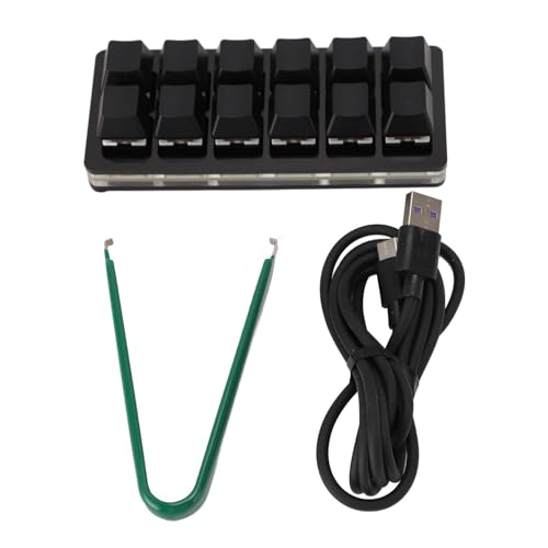 LICAEVEY One Handed Macro Mechanical Keyboard, 12 Keys Hot Swappable RGB Gaming Keypad, Programmable Mini Red Switch Keyboard, for OS X, for for Pi (Black)