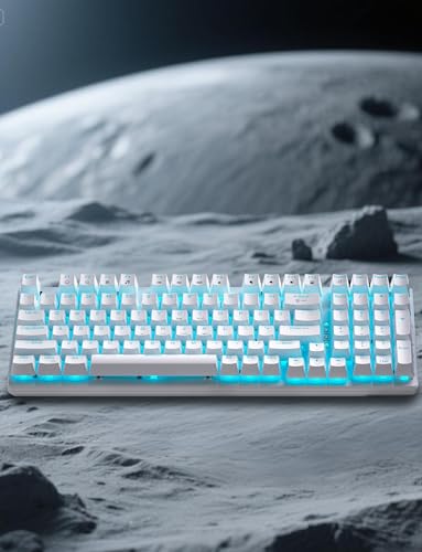 Mechanical Gaming Keyboard and Mouse, 98 Keys LED Backlit Keyboard with Floating Keycap, Ergonomic RGB Gaming Mouse with Mouse Pad Combo, Full Anti-Ghost Wired Keyboard for PC Laptop Gamer, White - color: White-
