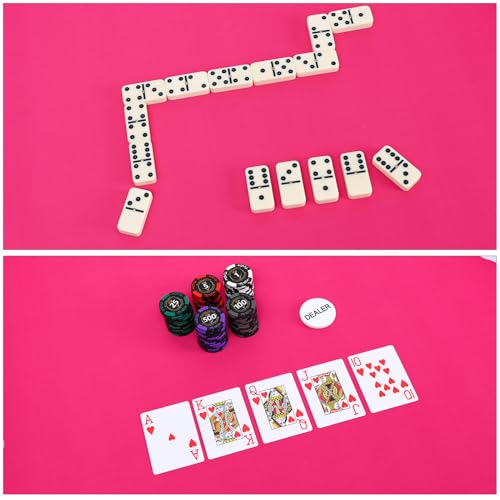 TIASUSAN Mahjong Mat (31.5” x 31.5”) with Black Carrying Bag, Anti-Slip, Mahjong Mat for Table, Poker, Board Games, Dominoes, and Card Games - color: Magenta
