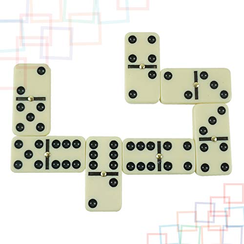 ERLLE - Dominoes Set, Premium Classic 28-Piece Double Six Domino Set with Wooden Case, Family & Kids Board Game, Mexican Train, Chicken Foot, and Classic Domino Games