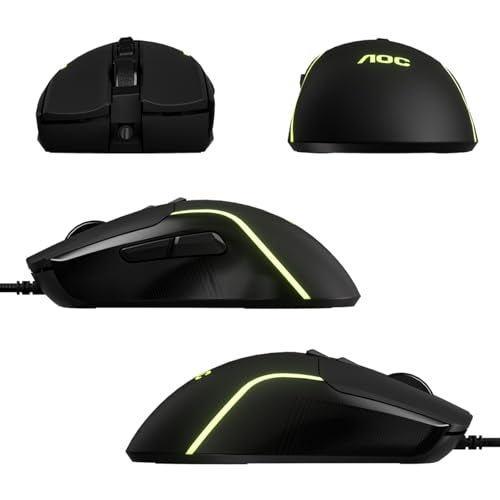 AOC Wired Gaming Mouse, 7200DPI RGB Ergonomic Computer Mouse with Optical Sensor Game Corded Mouse, 7 Programmable Buttons, USB Gaming Mice for Laptop, PC GM170
