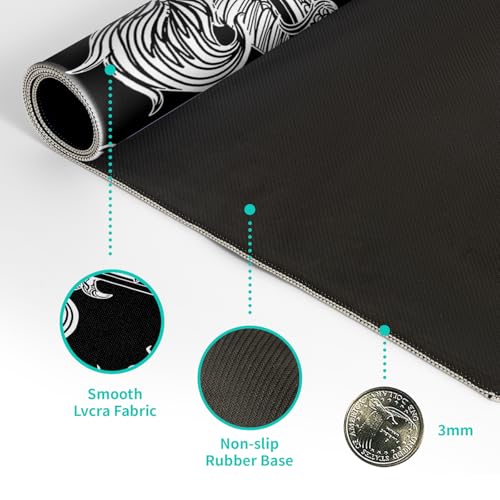 Dragon Gaming Mouse Pad - Black, Large (31.5x11.8 Inch), Non-Slip Base, Stitched Edge for Gaming & Office - color: Dragon