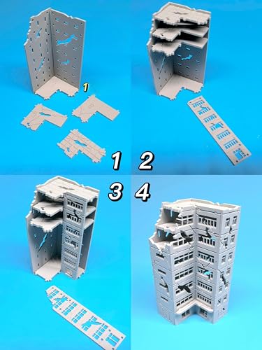 Mycity 1/300 Scale Battle Destroyed Buildings in a Mini City Scene (A)