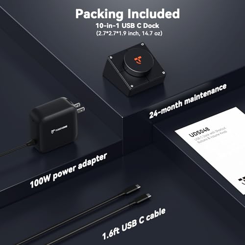 TobenONE 10-in-1 USB C Hub with Shortcut Keys, Volume Knob, 4K HDMI | 100W PD, 3 USB, Ethernet, Audio, SD/microSD, Laptop Dock for MacBook, Windows, Chrome, iPad