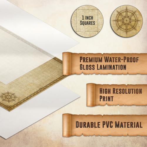 Melee Mats DND Map Starter Set - 24” x 36", Wet & Dry Erase Battle Terrain Grid for Dungeons and Dragons - Ultimate Tabletop Gaming Experience with Accessories - color: Version 2