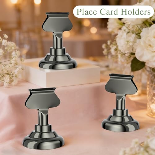 Urban Deco 16PK Table Number Holders Place Card Holders 1.7 Inch Table Card Holders Steel Card Holders for Photos, Food Signs, Memo Notes, Weddings, Restaurants, Birthdays(Nickel Black) - color: Nickel Black