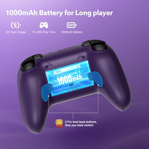 8Bitdo Ultimate 2 Wireless 2.4G Controller (Purple) | For Windows PC, Apple, Steam & Android, TMR Joystick, Star-Ring RGB Lights, Adjustable Trigger Locks, Charging Dock Included - color: Purple